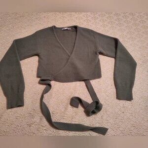 Zara cropped knit wrap sweater